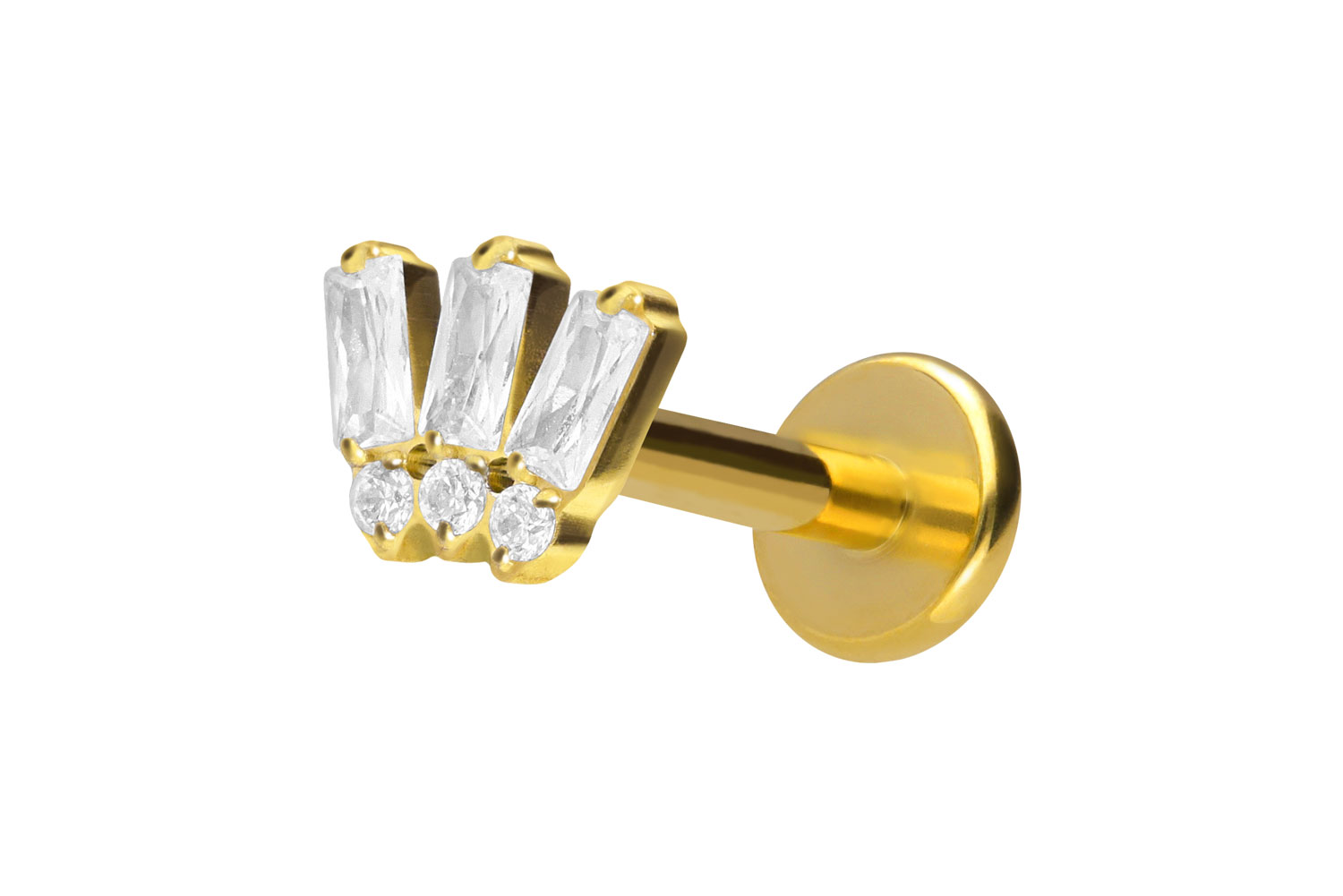 Titan Labret Piercing mit Push Fit 6 EINGEFASSTE KRISTALLE